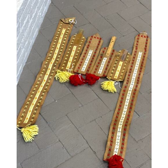 Vintage Hanging Fabric Handmade Yard Stick Ruler Holders Set of 6 - Picture 7 of 16